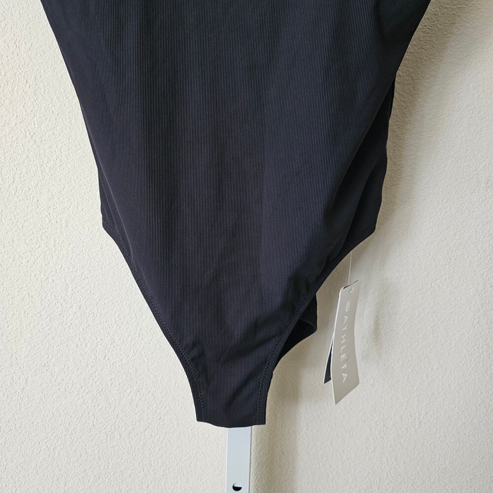 ATHLETA NWT Black Cloudbreak AquaRib Scoop Neck One-Piece Swimsuit Sz M - Picture 6 of 16